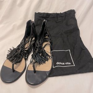 Dolce Vita Black Sandals with Tassels, size 8.5 women’s